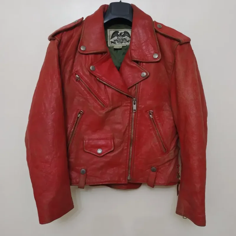 Avirex Rare Vintage Motorcycle Leather Jacket Red Team Atlantic Beach