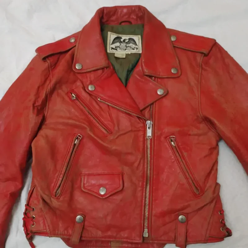 Avirex Rare Vintage Motorcycle Leather Jacket Red Team Atlantic Beach