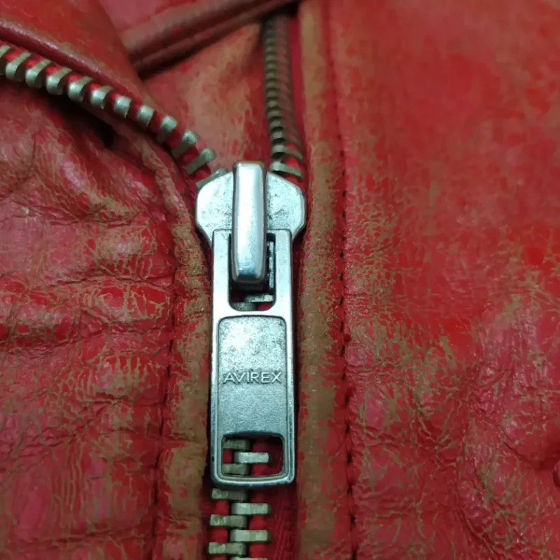 Avirex Rare Vintage Motorcycle Leather Jacket Red Team Atlantic Beach