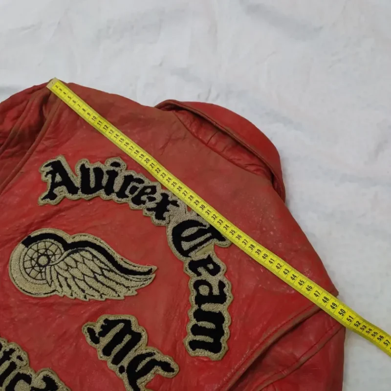 Avirex Rare Vintage Motorcycle Leather Jacket Red Team Atlantic Beach