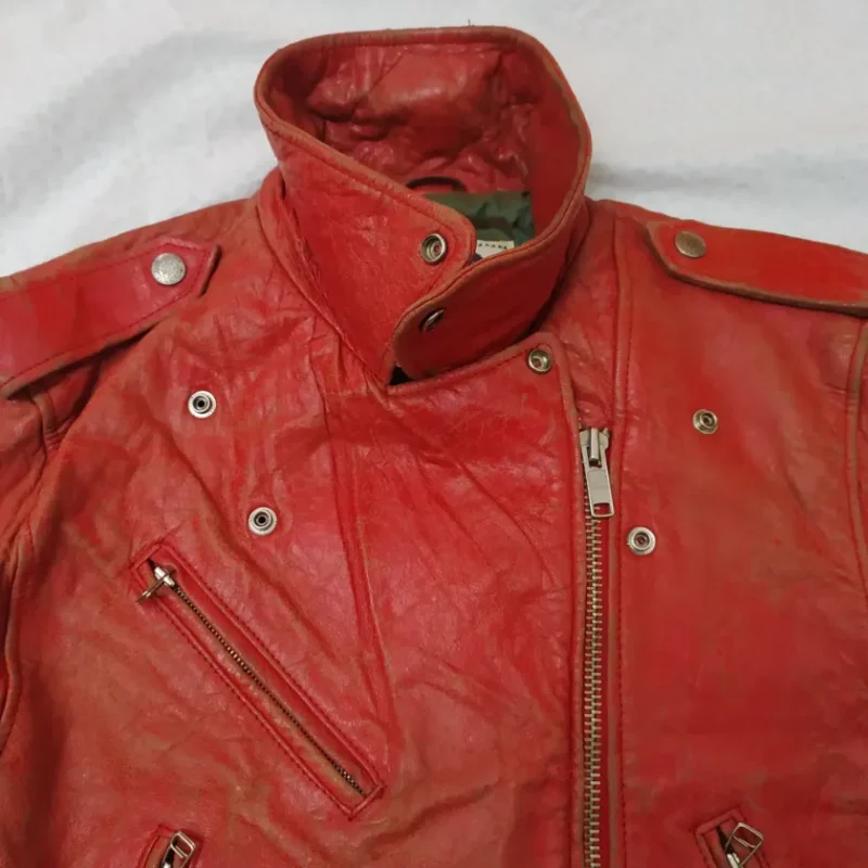 Avirex Rare Vintage Motorcycle Leather Jacket Red Team Atlantic Beach