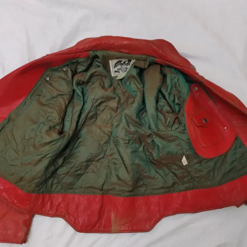 Avirex Rare Vintage Motorcycle Leather Jacket Red Team Atlantic Beach