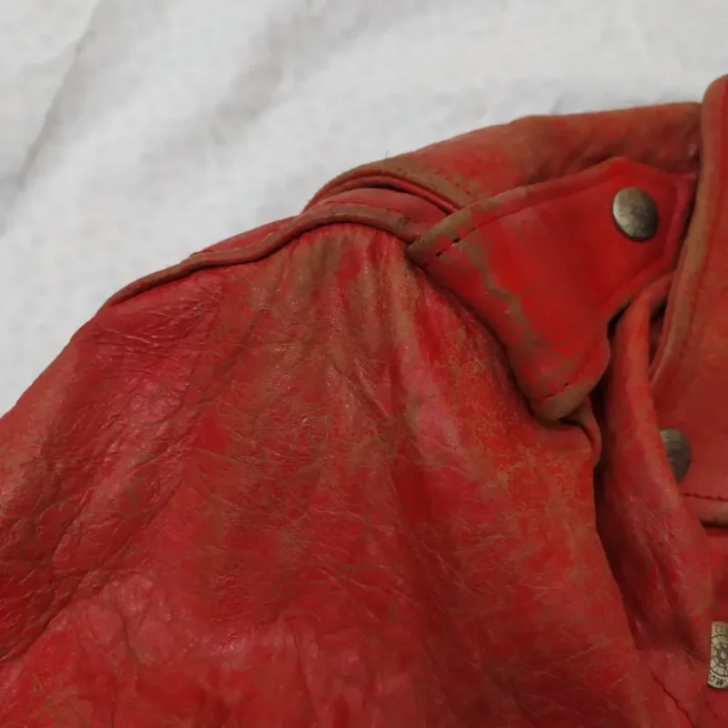 Avirex Rare Vintage Motorcycle Leather Jacket Red Team Atlantic Beach