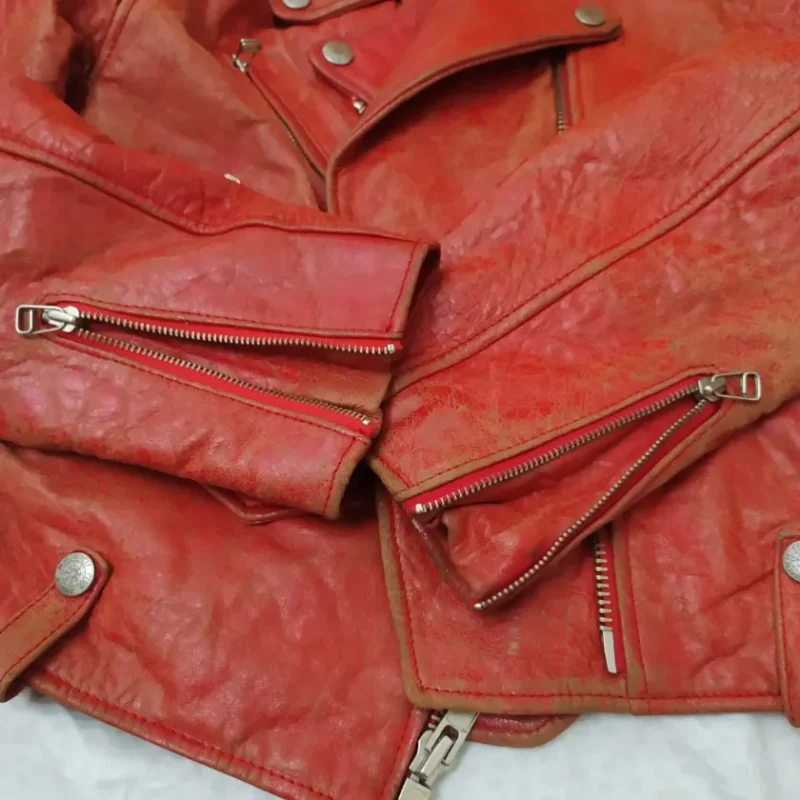 Avirex Rare Vintage Motorcycle Leather Jacket Red Team Atlantic Beach