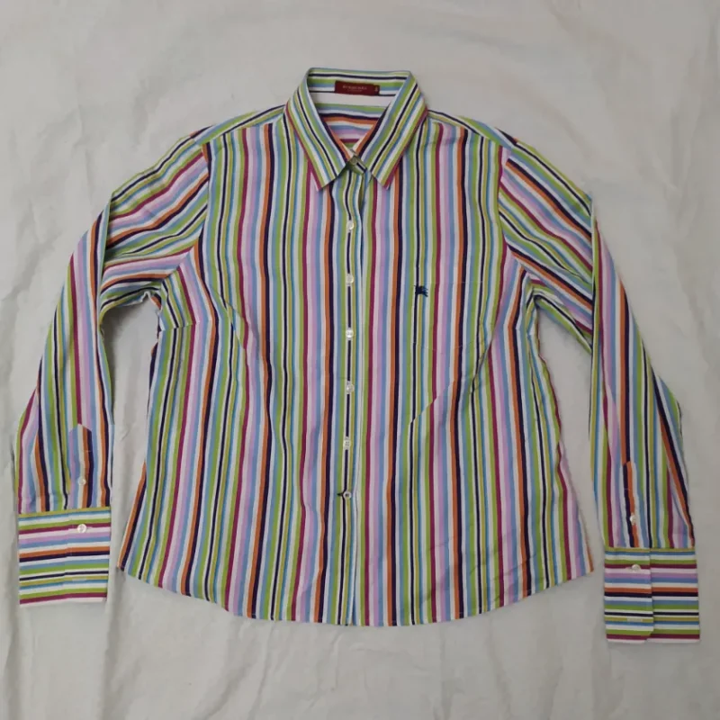 Burberry London Women Shirt Button Striped Cotton Long Sleeve
