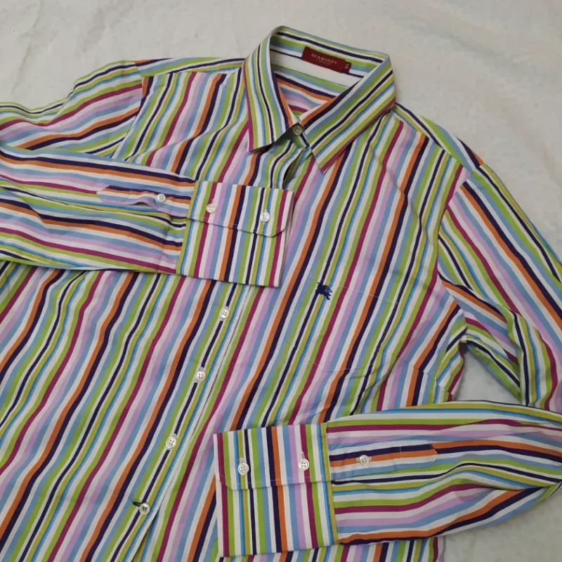 Burberry London Women Shirt Button Striped Cotton Long Sleeve