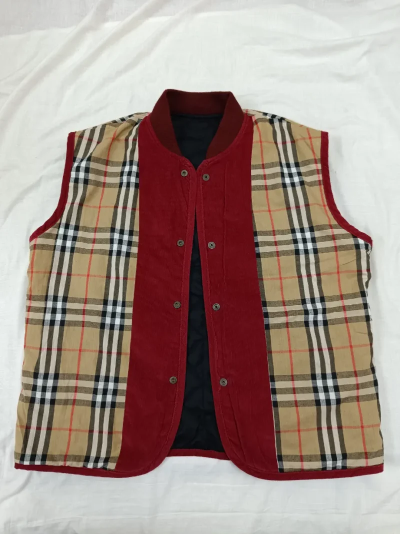 Burberry Vintage Vest Quilted Gilet Black Nova Check Mens