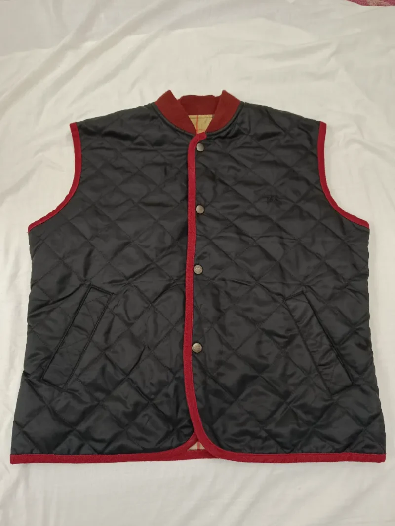 Burberry Vintage Vest Quilted Gilet Black Nova Check Mens