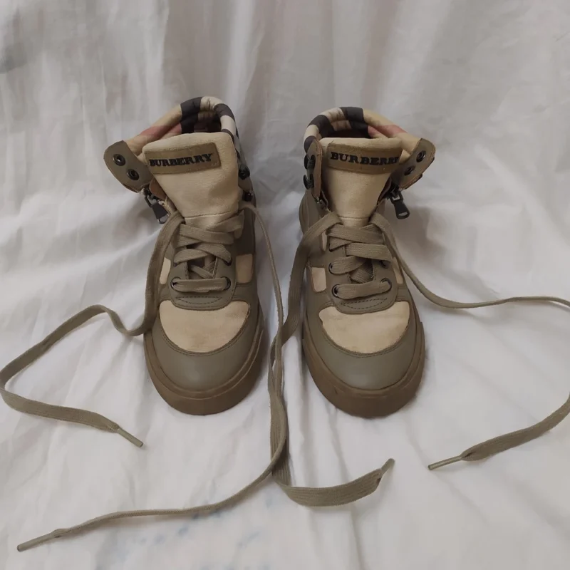 Burberry Boys High Top Sneakers Logo Kids Nova Check Leather