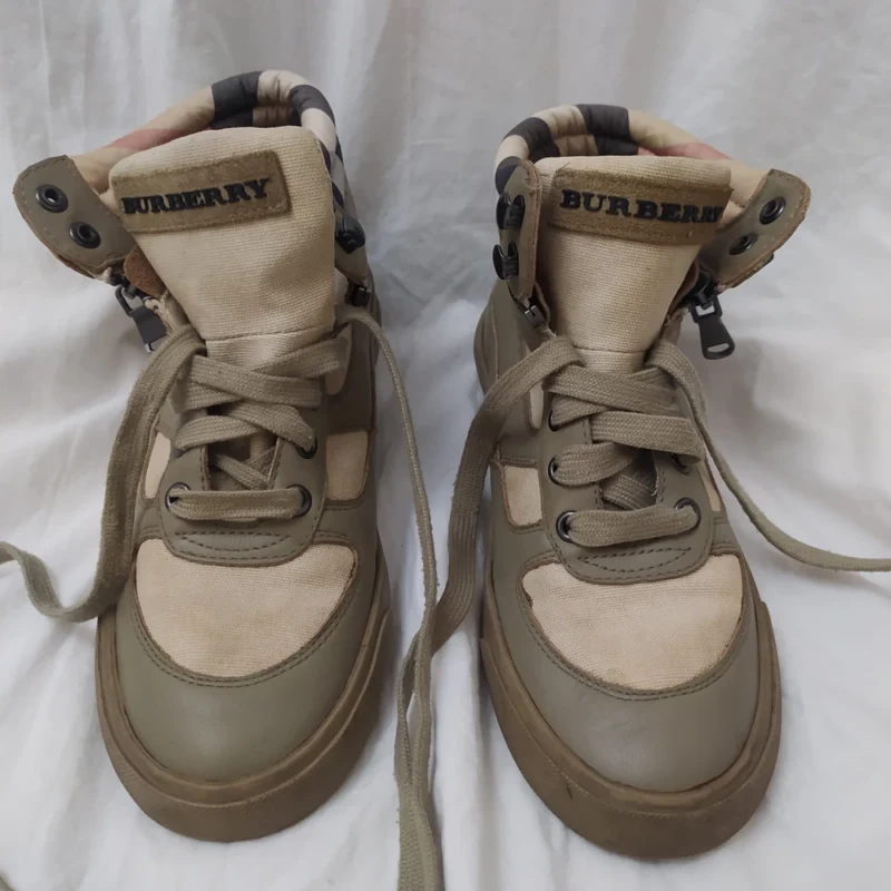 Burberry Boys High Top Sneakers Logo Kids Nova Check Leather