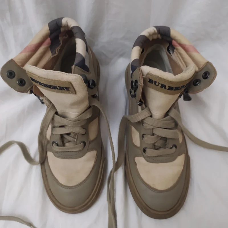 Burberry Boys High Top Sneakers Logo Kids Nova Check Leather