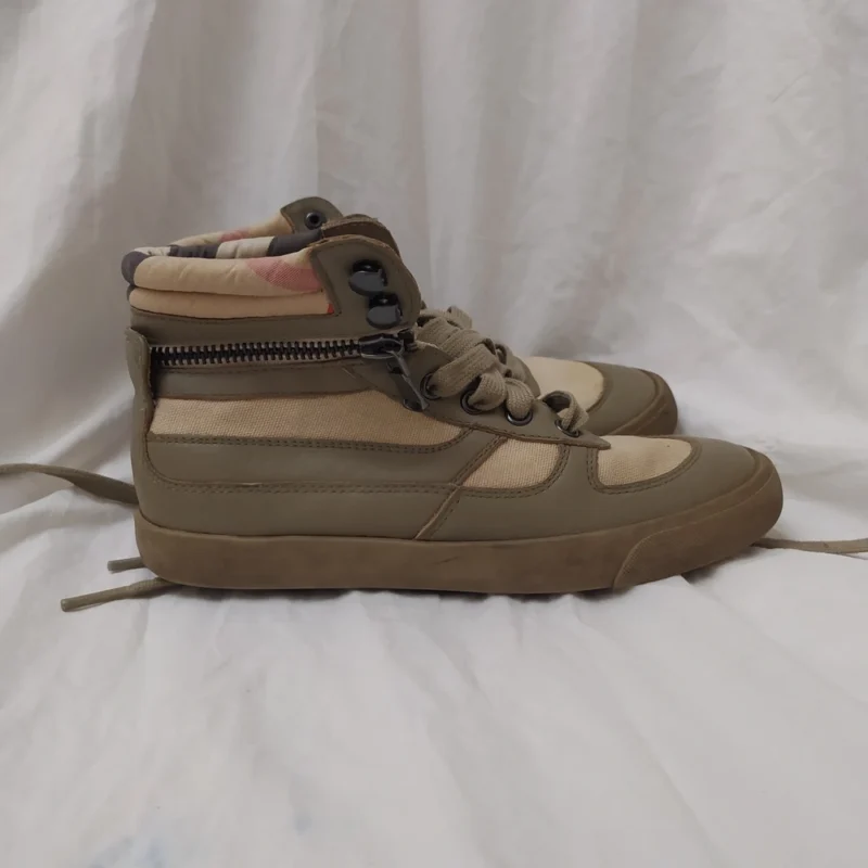 Burberry Boys High Top Sneakers Logo Kids Nova Check Leather