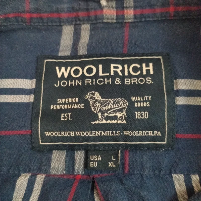 Woolrich Shirt Mens Cotton Button Long Sleeve Large Blue Size L/XL