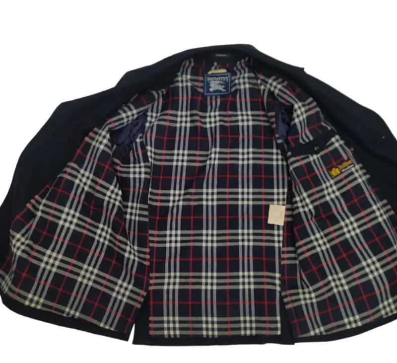 Burberry PeaCoat Jacket Coat Wool Vintage Mens Blue Size 50-L