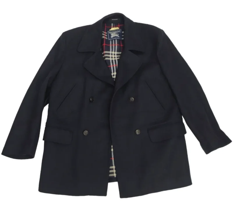 Burberry PeaCoat Jacket Coat Wool Vintage Mens Blue Size 50-L