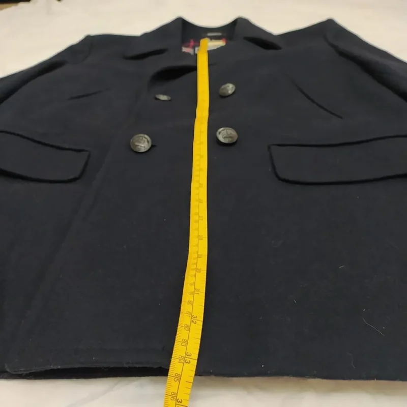 Burberry PeaCoat Jacket Coat Wool Vintage Mens Blue Size 50-L