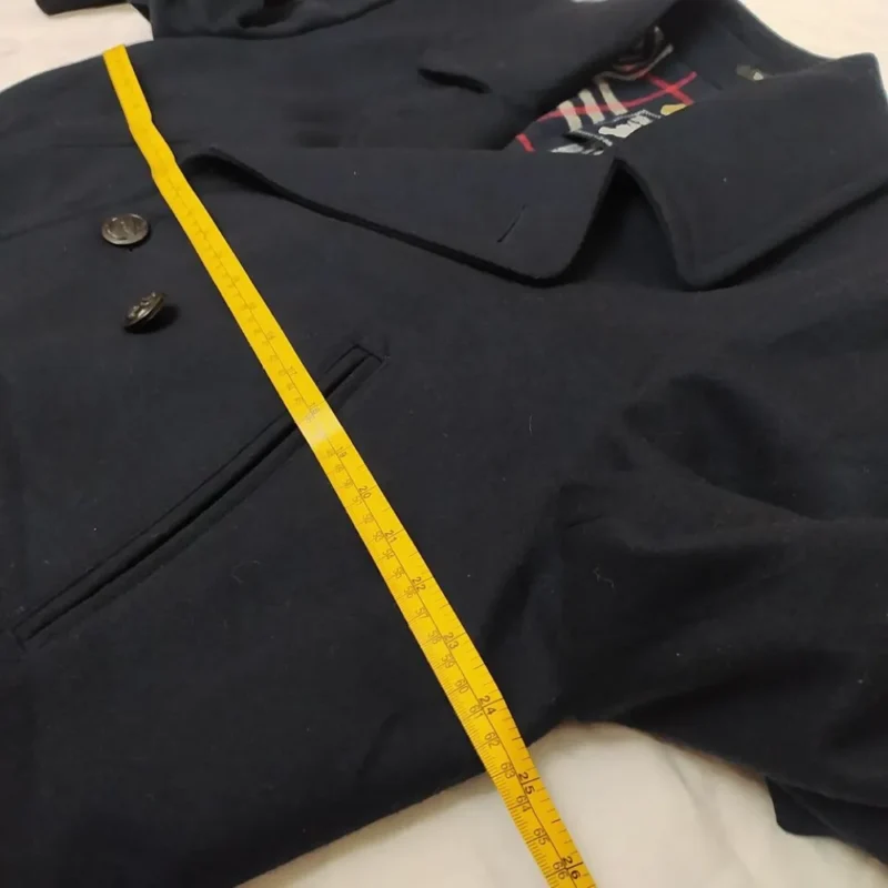 Burberry PeaCoat Jacket Coat Wool Vintage Mens Blue Size 50-L