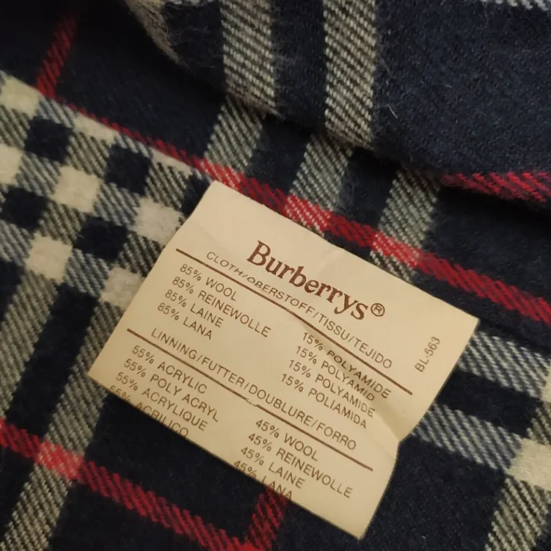 Burberry PeaCoat Jacket Coat Wool Vintage Mens Blue Size 50-L