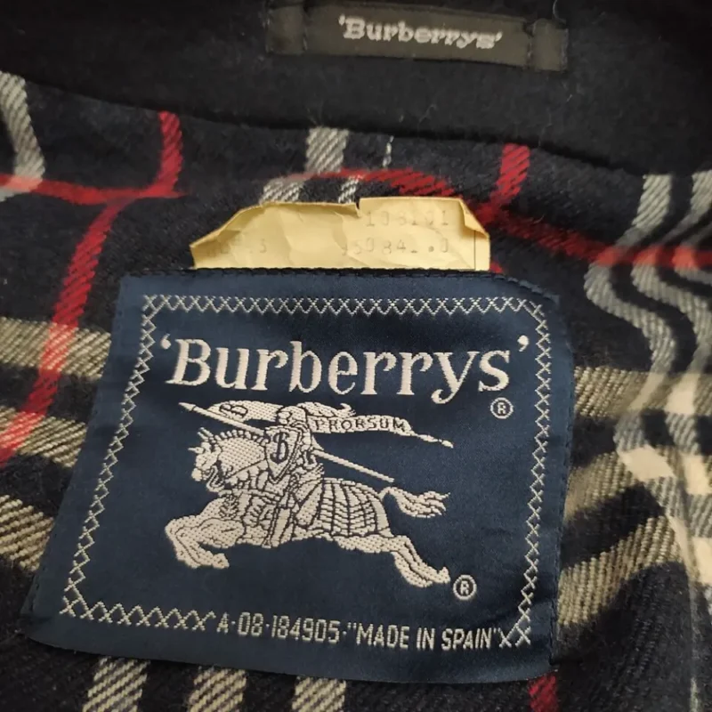 Burberry PeaCoat Jacket Coat Wool Vintage Mens Blue Size 50-L