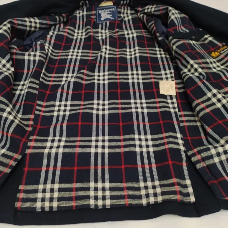 Burberry PeaCoat Jacket Coat Wool Vintage Mens Blue Size 50-L
